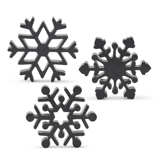 Assorted 6" Matte Black Resin Snowflakes (Set of 3)