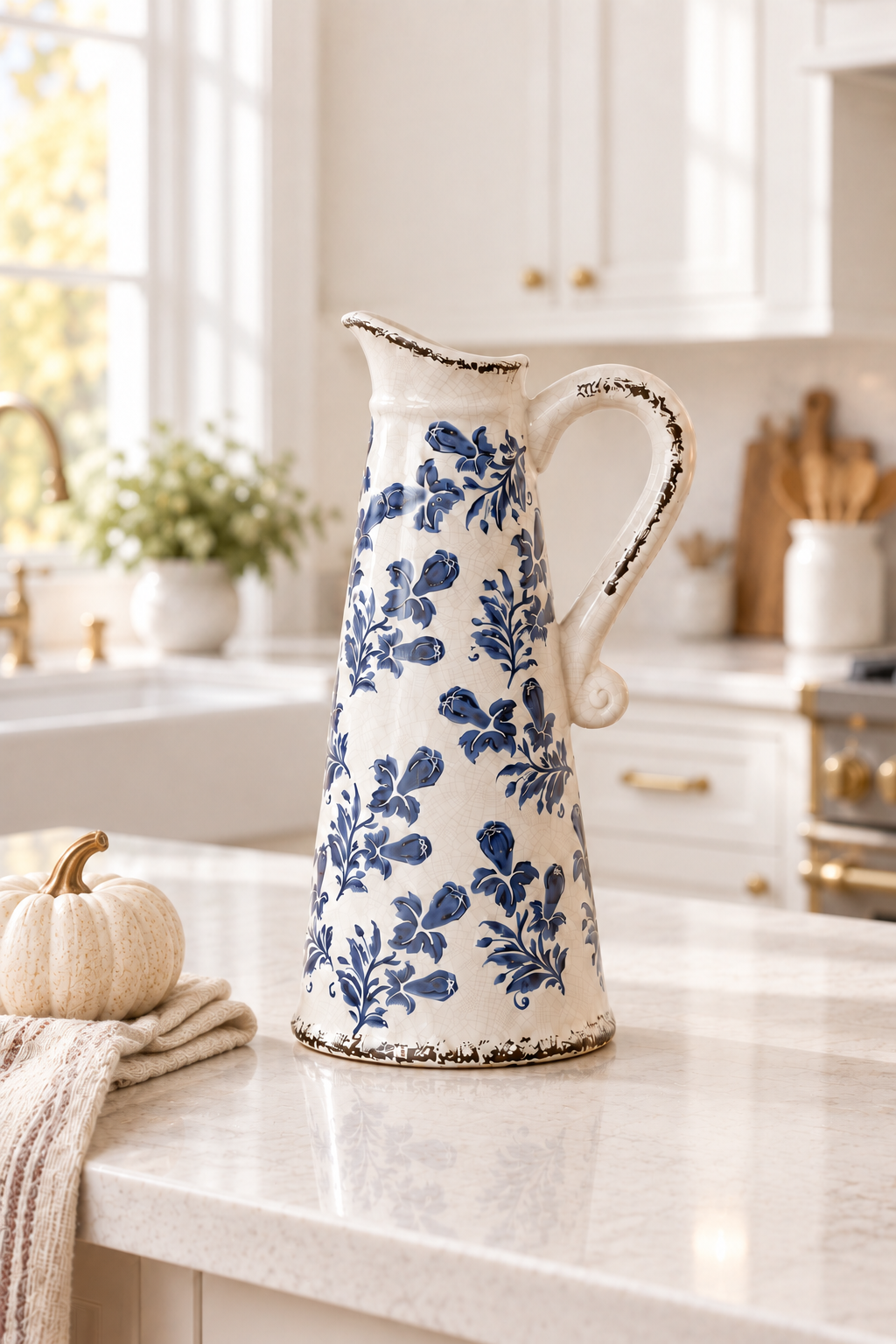Blue Floral Pitcher