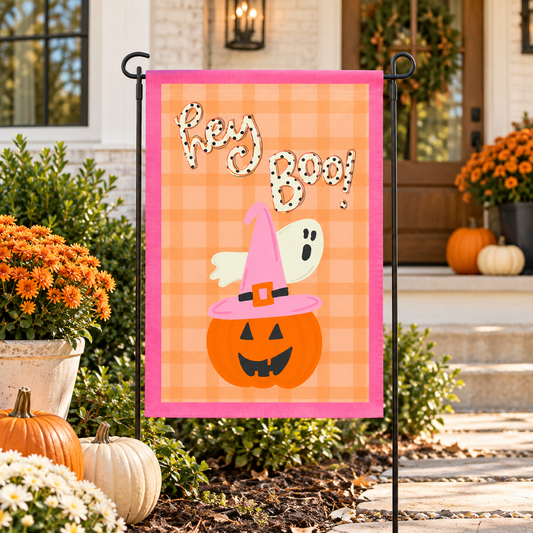 Hey Boo Polka Dot Garden Flag