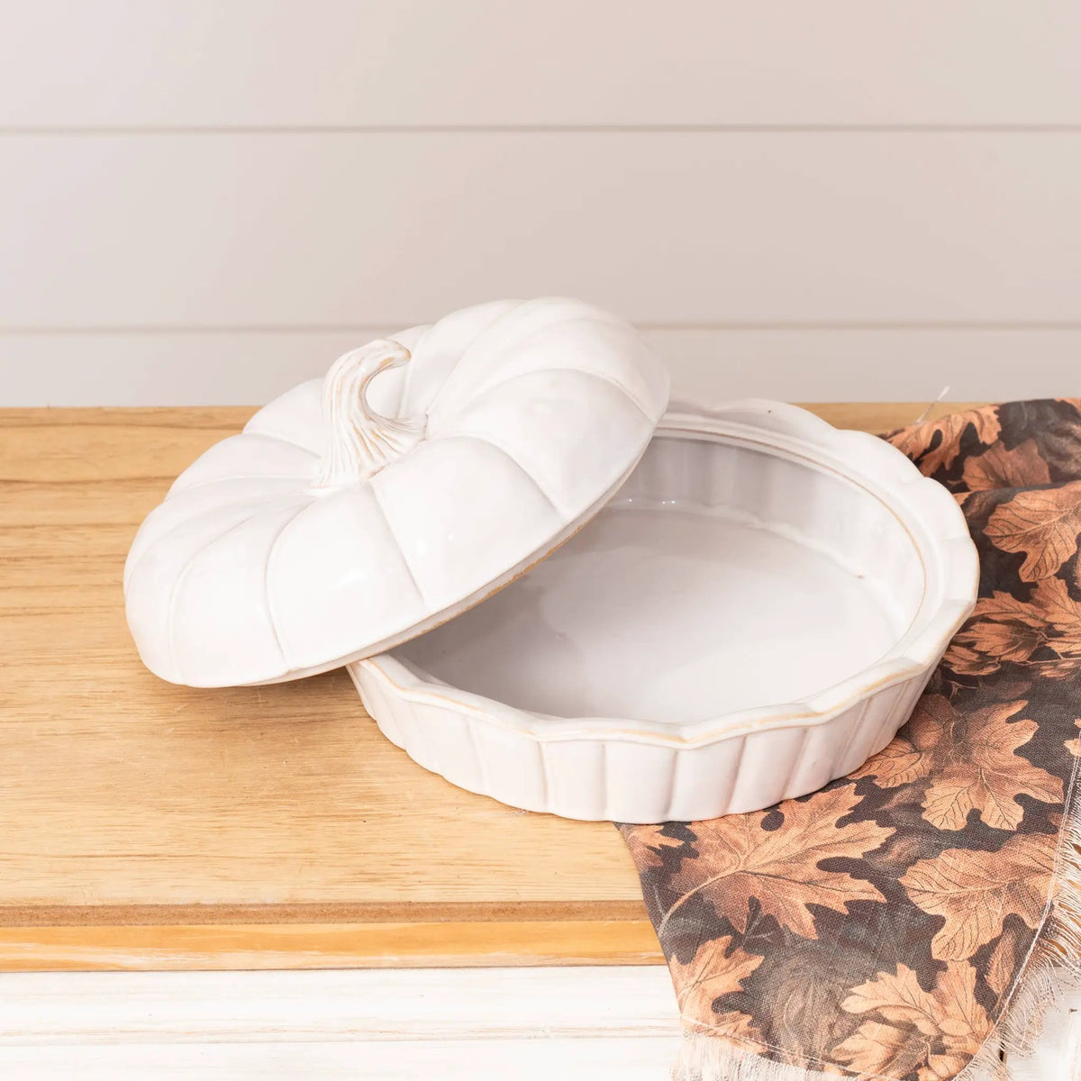 White Pumpkin Covered 9 Inch Dish by Audrey's Home & Gift