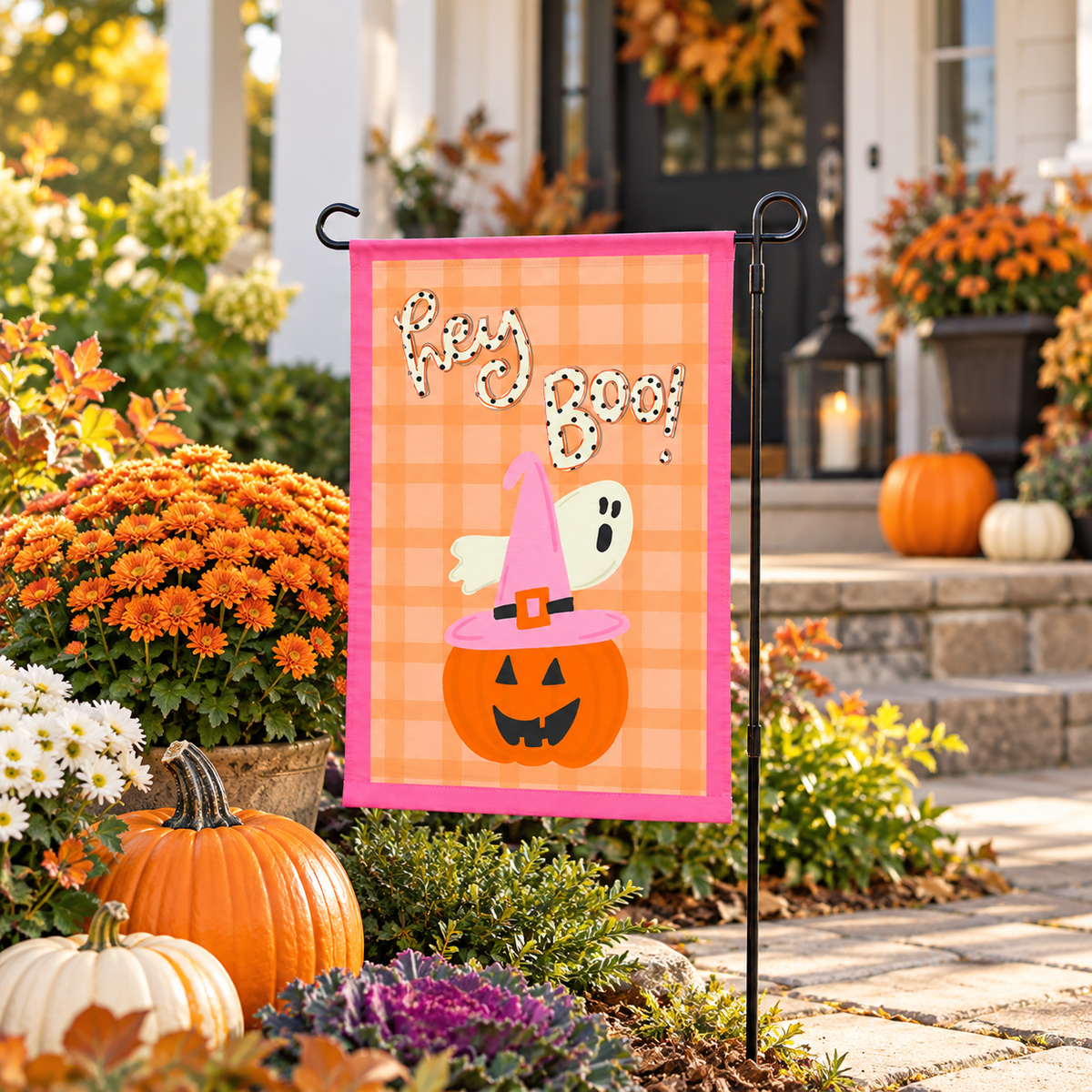 Hey Boo Polka Dot Garden Flag