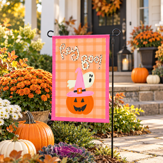 Hey Boo Polka Dot Garden Flag