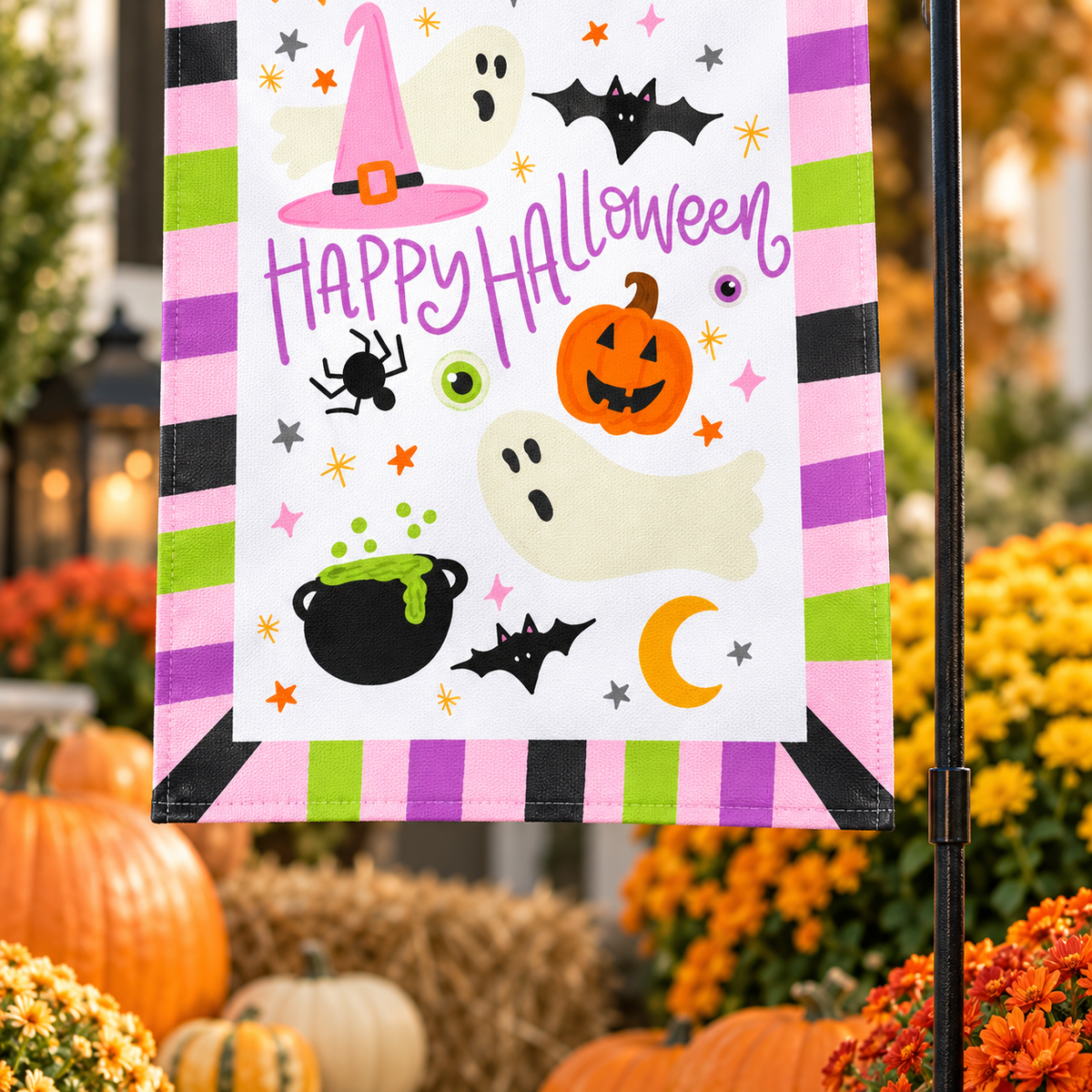 Happy Halloween Icons Garden Flag