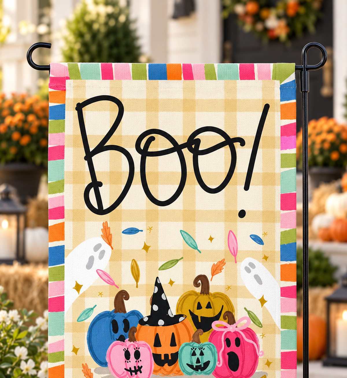 Boo! Jackolantern Square Garden Flag