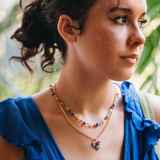 "Dolce Vita' Floral Glass Beads Necklace Set by K'lani hair tie bracelets