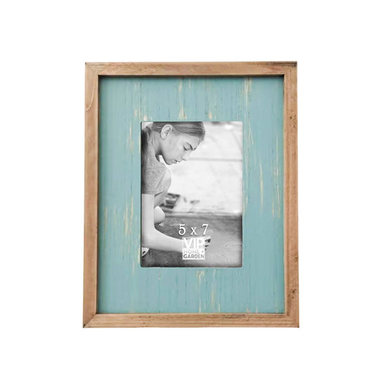 Wood 11.8" Blue Washed 5x7 Photo Frame - 49th & Magnolia