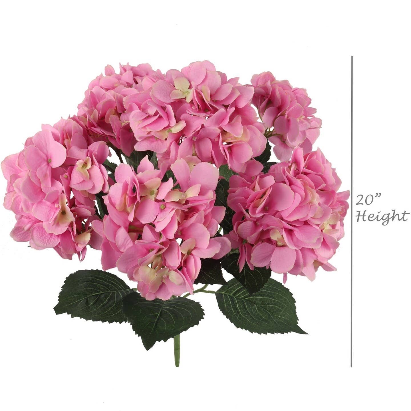UV Resistant Pink Hydrangea Bush With 7 Silk Flowers & Foliage