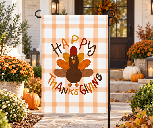 Happy Thanksgiving Plaid Garden Flag