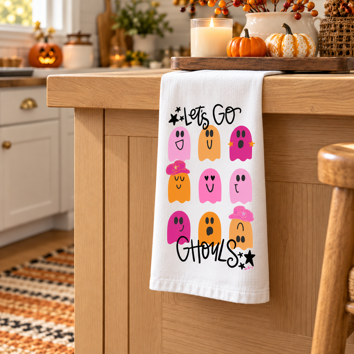 Let's Go Ghouls Tea Towel
