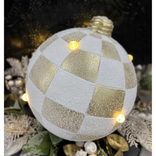 Large Checkered LED Resin Ornament 10in