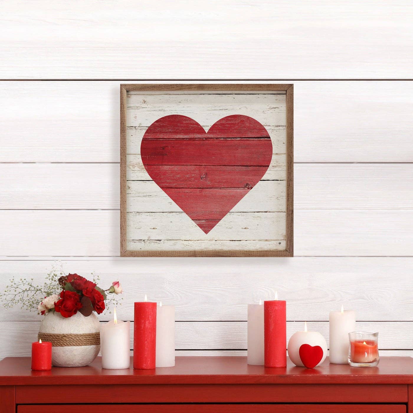 Red Heart On Whitewash