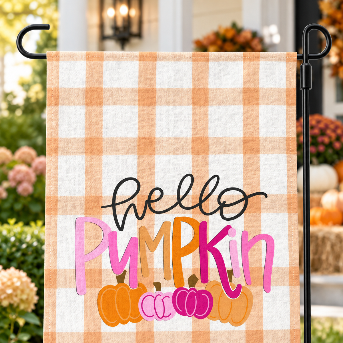 Hello Pumpkin Pink Garden Flag