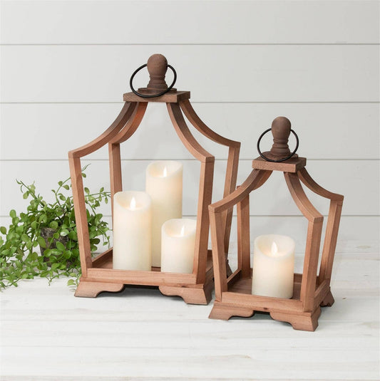 Natural Wood Arched Lanterns (SET OF 2)