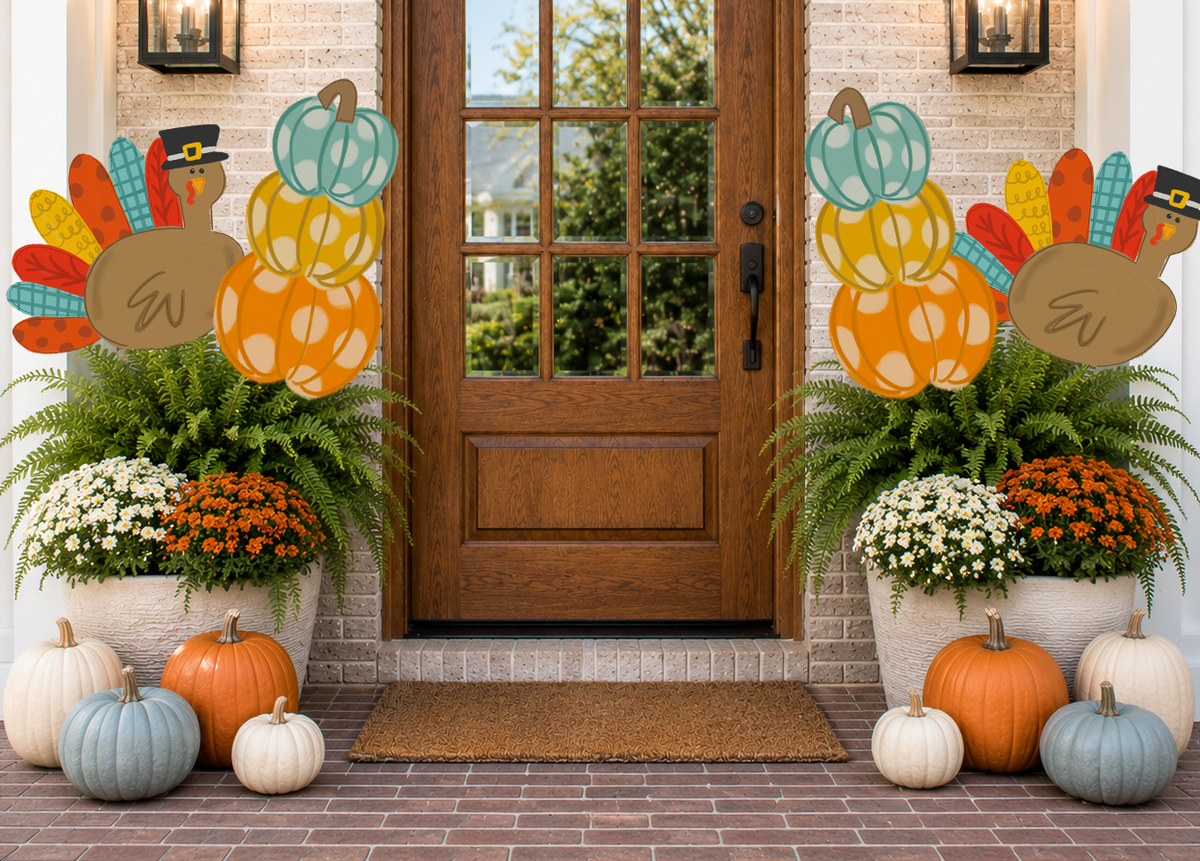 Pumpkin Stack 24 inch Potted Plant Stake by Doodles By Rebekah