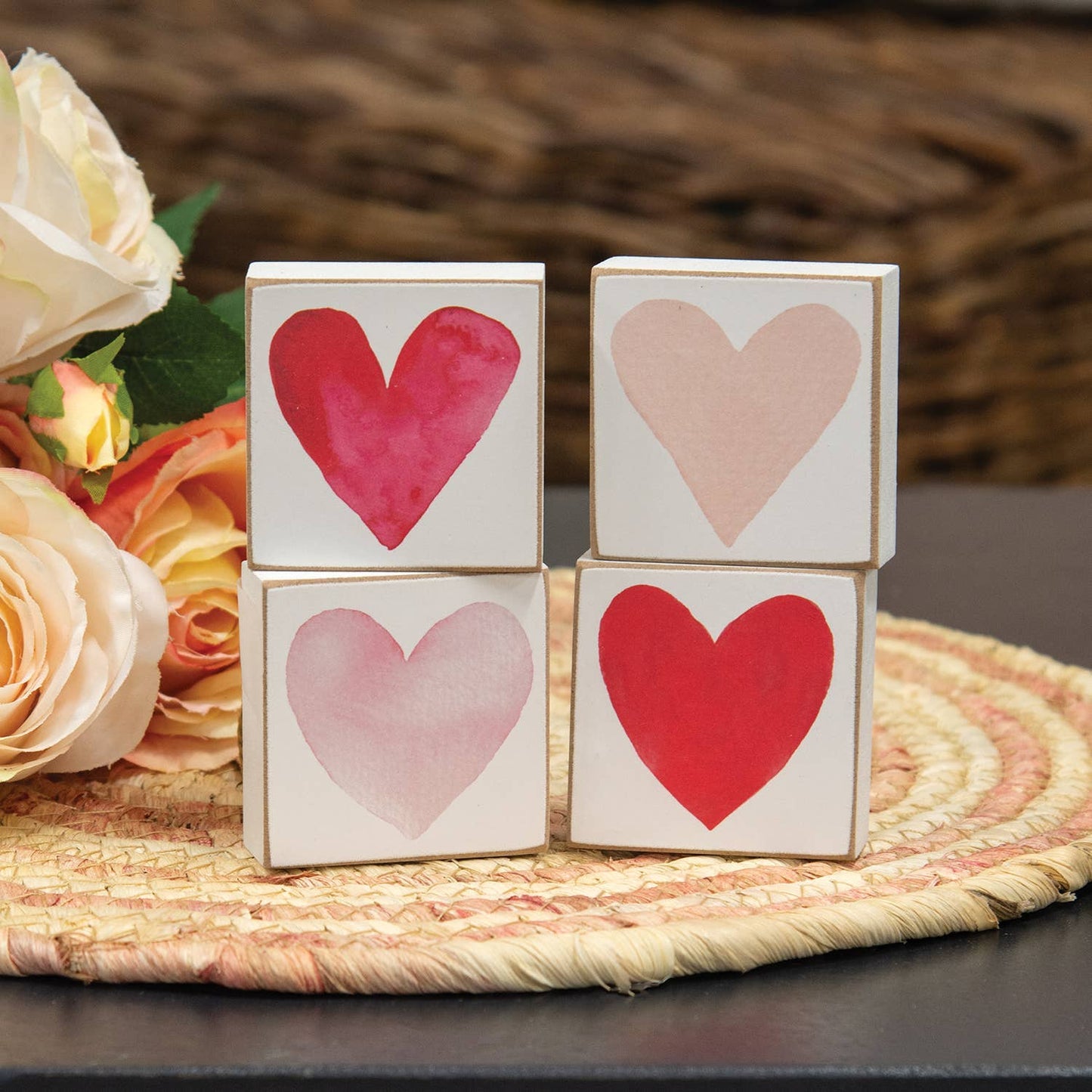 Watercolor Heart 2” Square Blocks Set