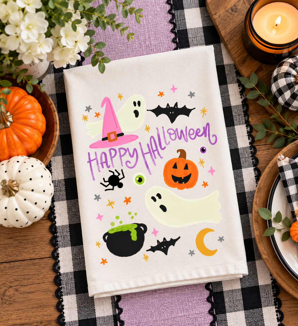Happy Halloween Tea Towel
