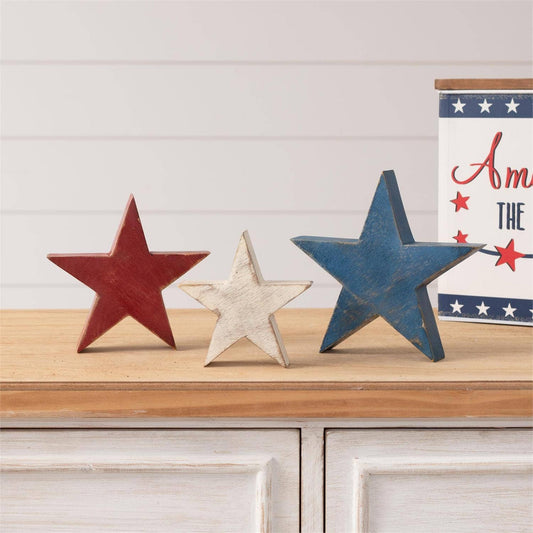Wooden Star Block Sitter (Set Of 03)