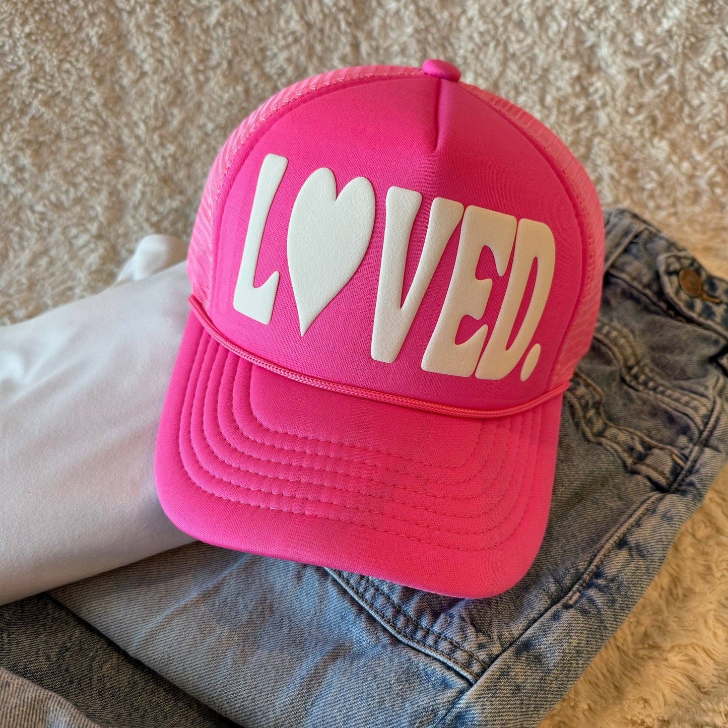 LOVED. Neon Pink Valentine's Day Hat