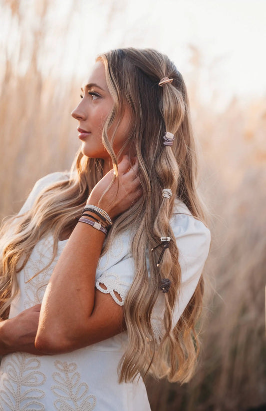 "Faith" Gold Cross Hair Tie Bracelet Set by K'lani hair tie bracelets