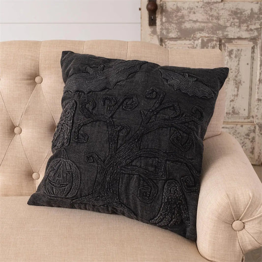 Stonewashed Black Halloween Pillow