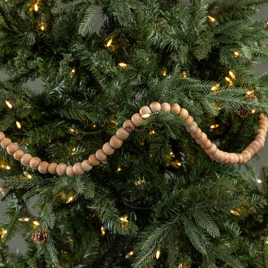 9' MEDIUM ROUND STAINED WOOD BEAD GARLAND - 49th & Magnolia