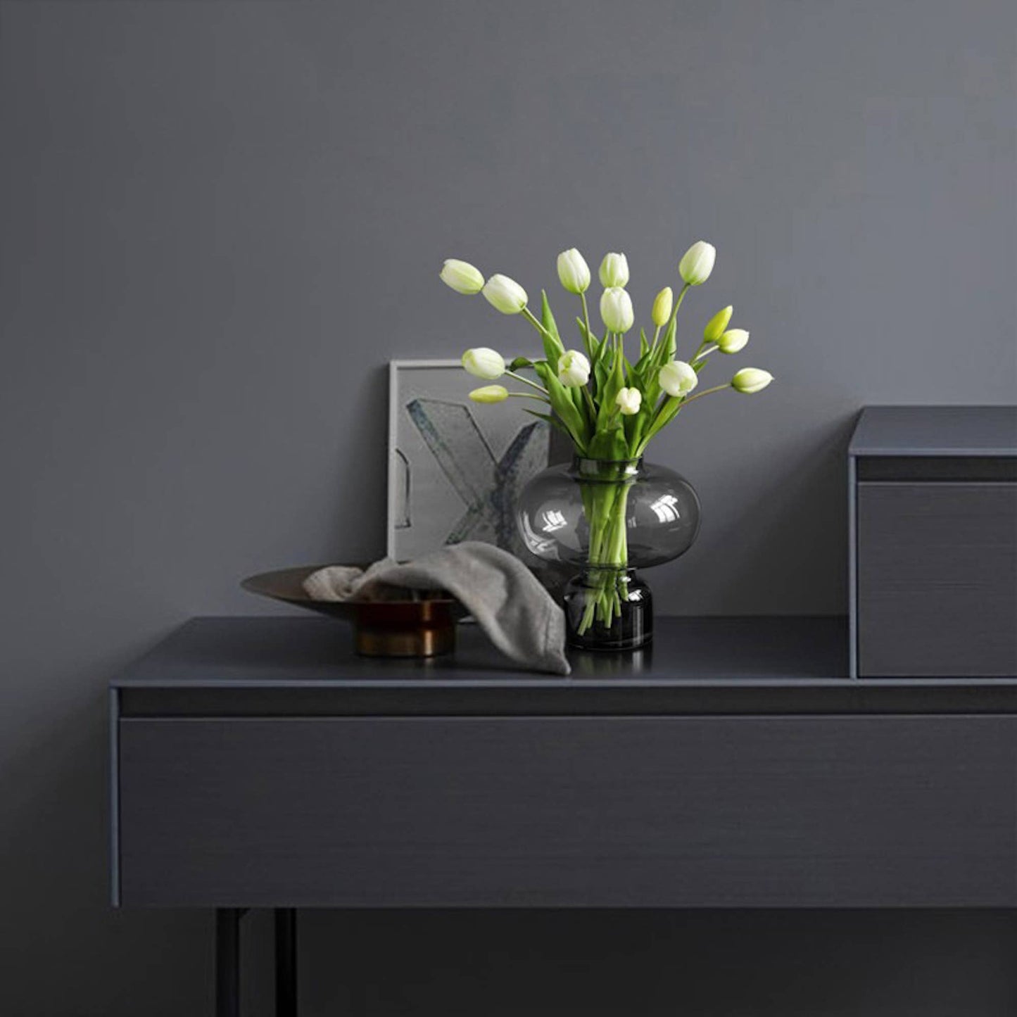 16" Real Touch Lifelike Tulip-3 flowers 2 buds