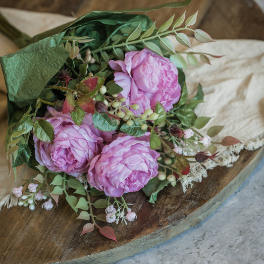15" PINK CABBAGE ROSE BOUQUET