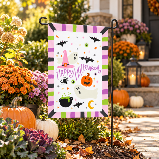 Happy Halloween Icons Garden Flag