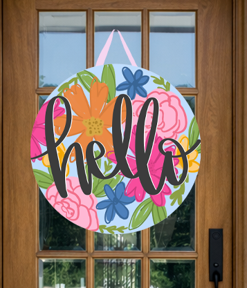 Hello Multicolor Door Hanger