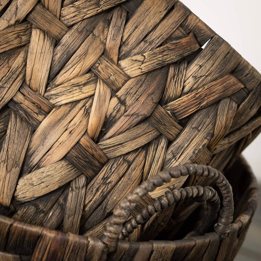 DARK BROWN WOVEN BASKET TRIO by Sullivans Home Decor