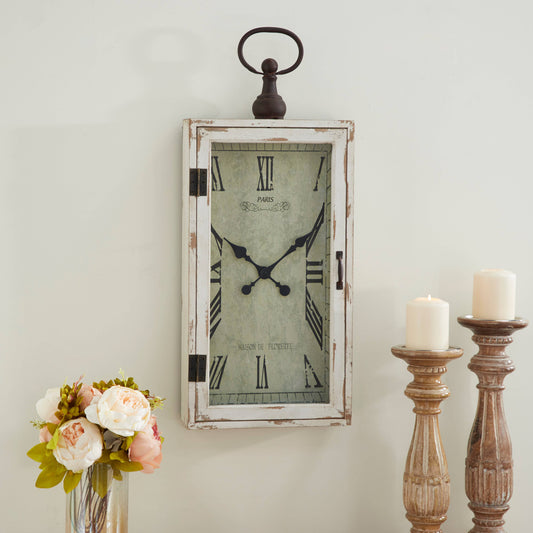 Vintage White Wooden Wall Clock