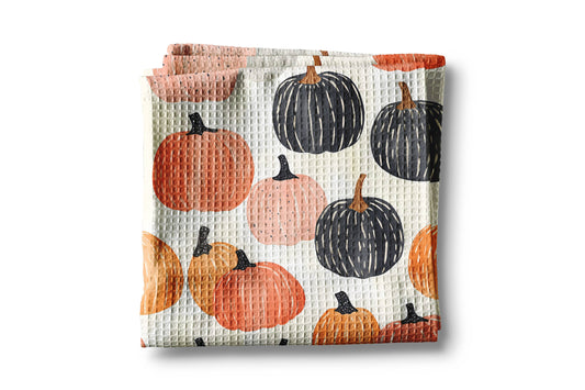 Pumpkin Fall Botanical Floral Autumn Kitchen Towel Waffle