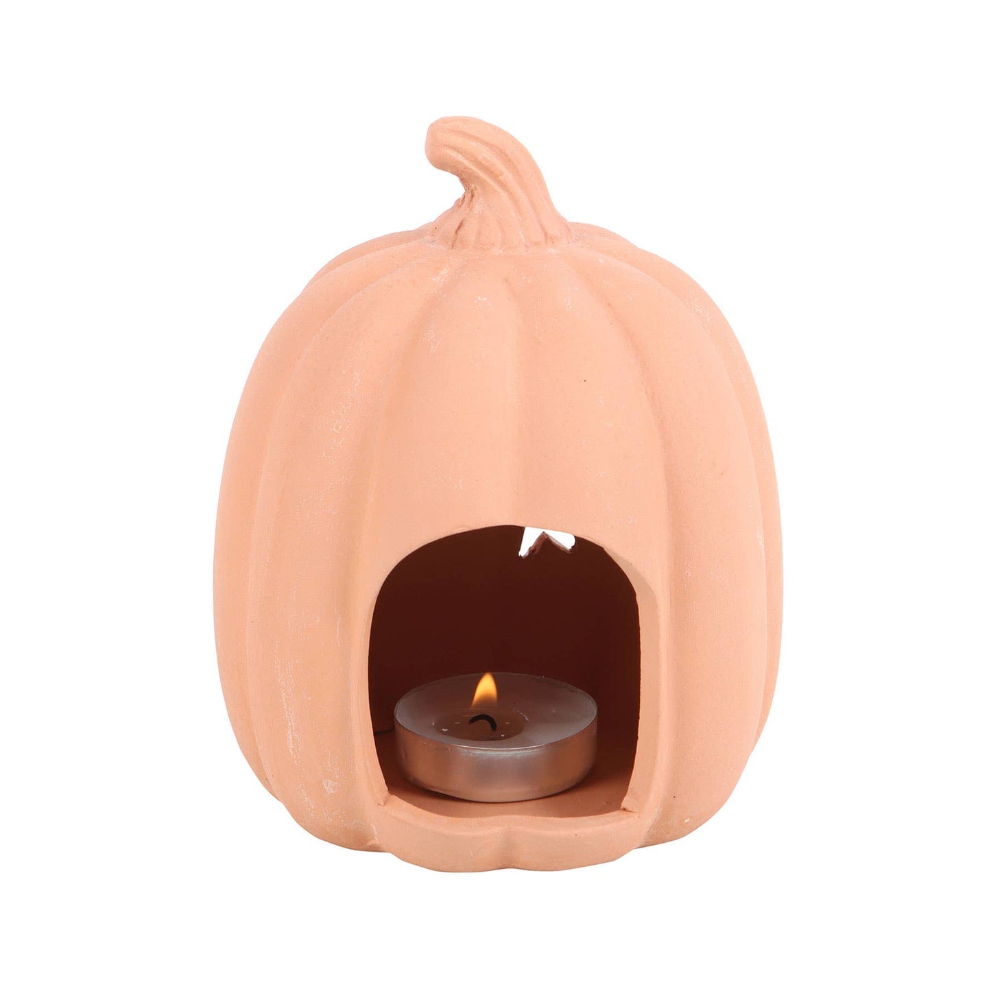 3.5" Terracotta Fall/Halloween Pumpkin Tealight Holder