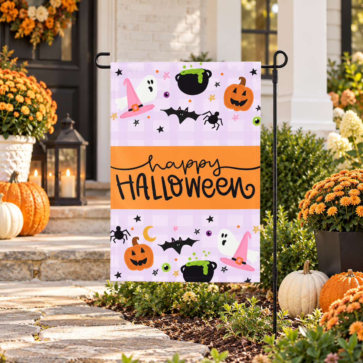 Happy Halloween Icons Garden Flag