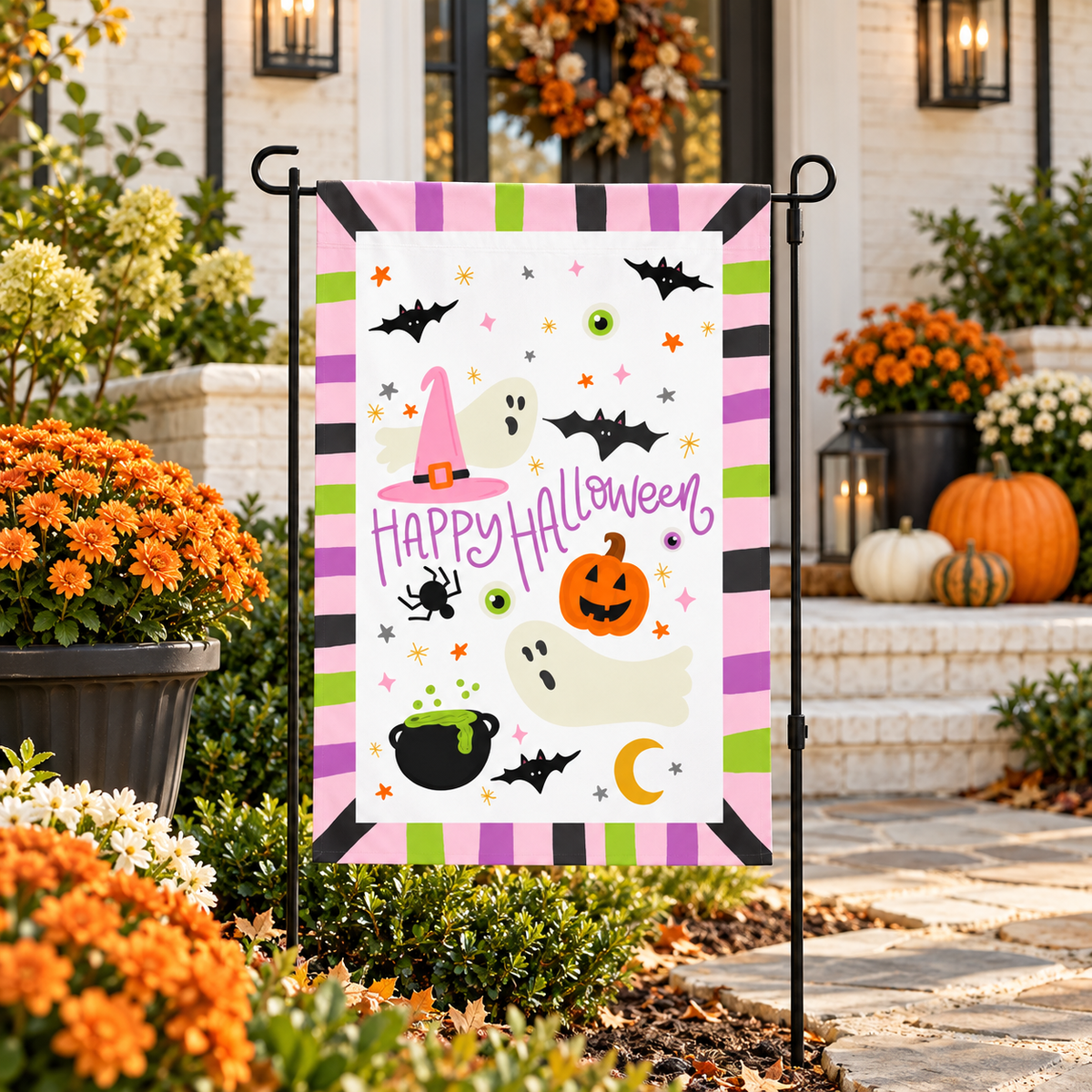 Happy Halloween Icons Garden Flag