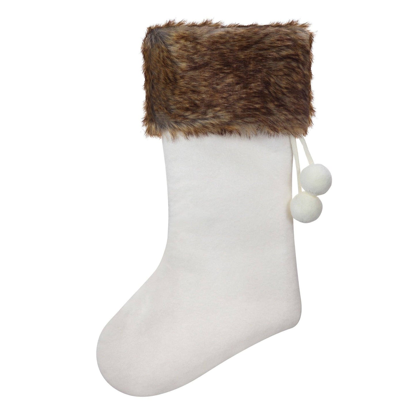 Off-White Knit HangRight® Stocking with Brown Fur Cuff