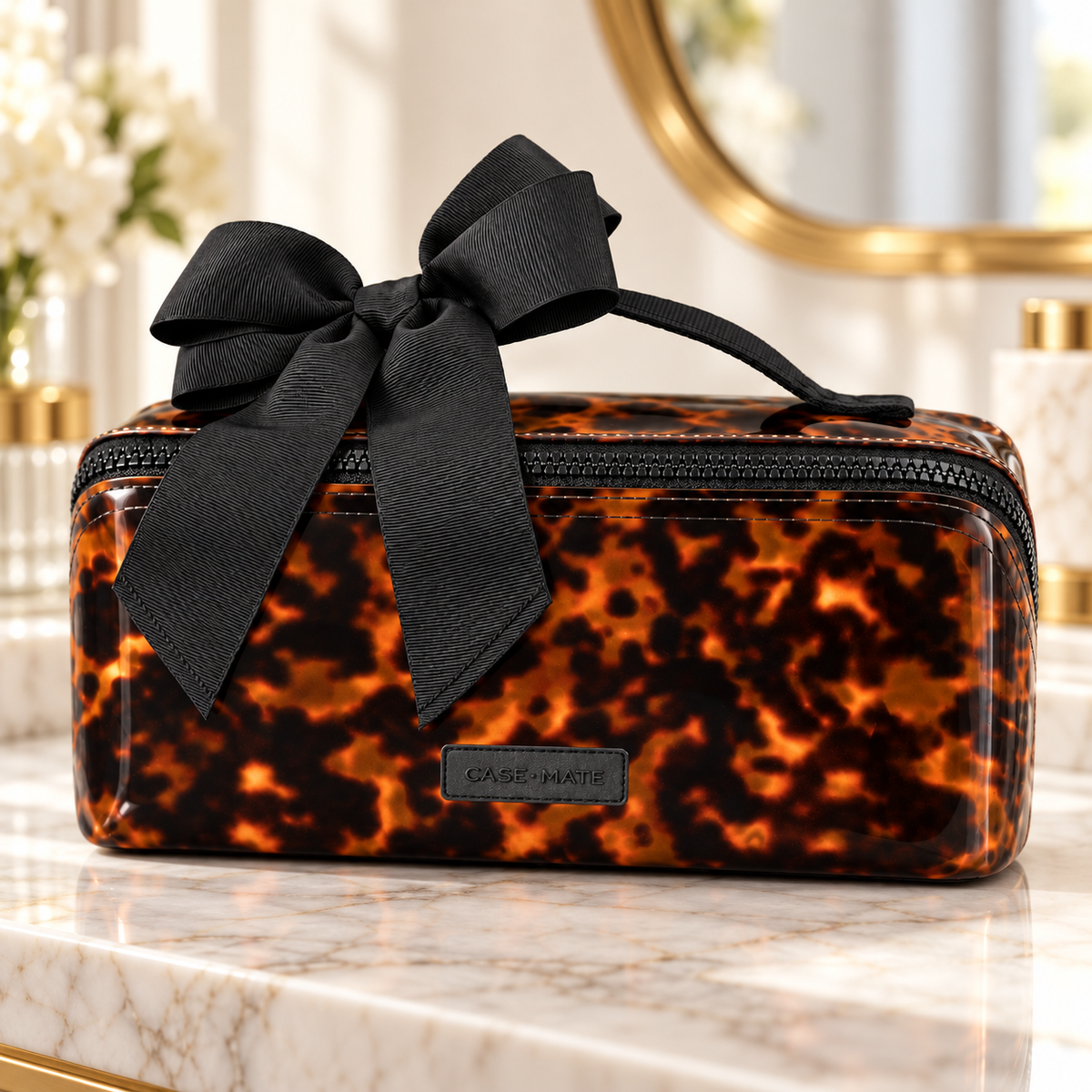 Jelly Cosmetic Bag – Tortoiseshell Lay-Flat Makeup Bag