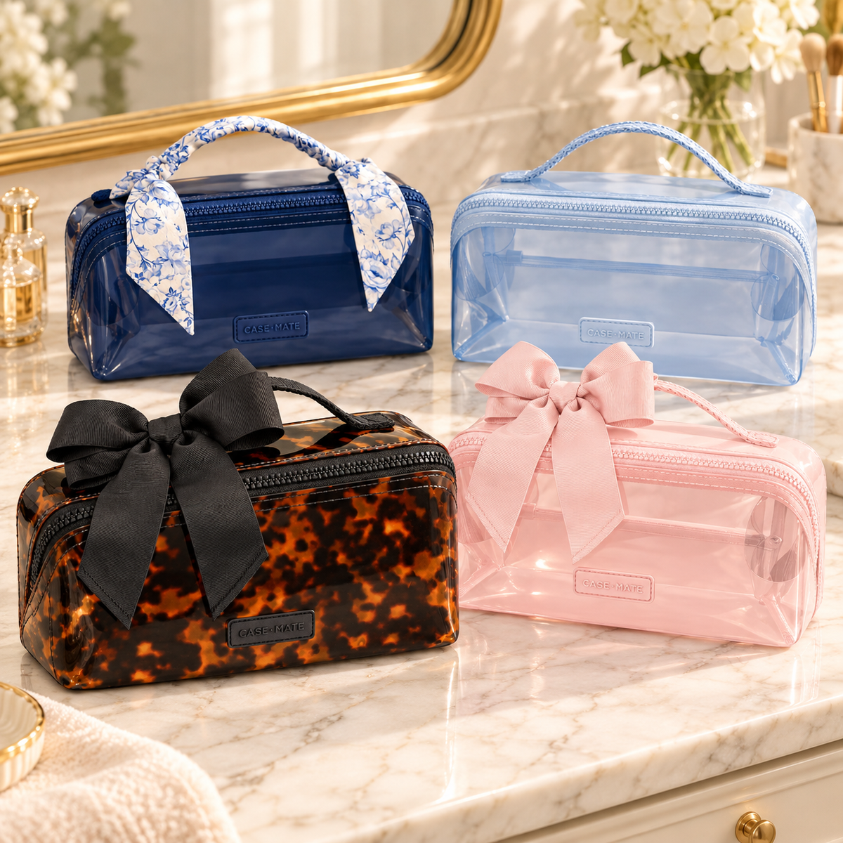 Jelly Cosmetic Bag – Tortoiseshell Lay-Flat Makeup Bag