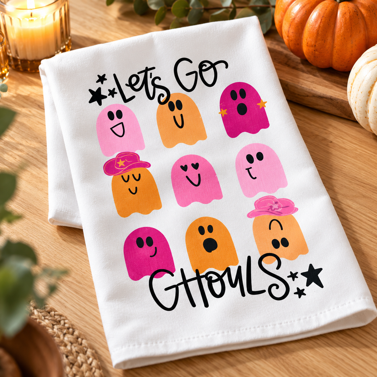 Let's Go Ghouls Tea Towel