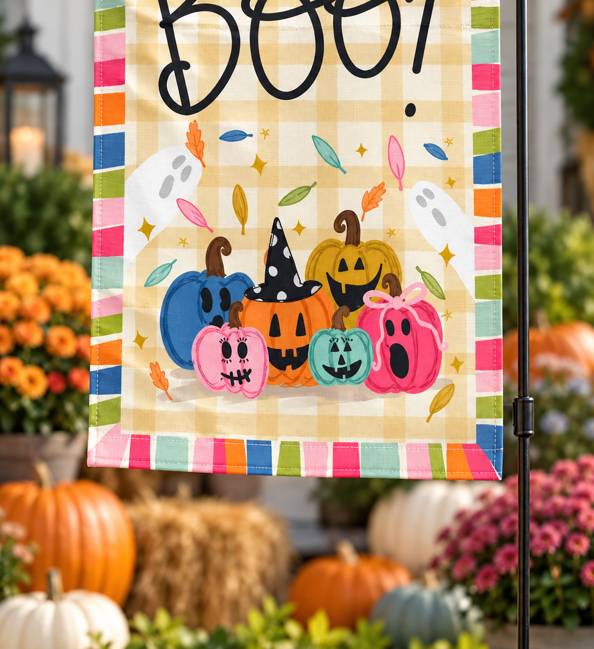 Boo! Jackolantern Square Garden Flag