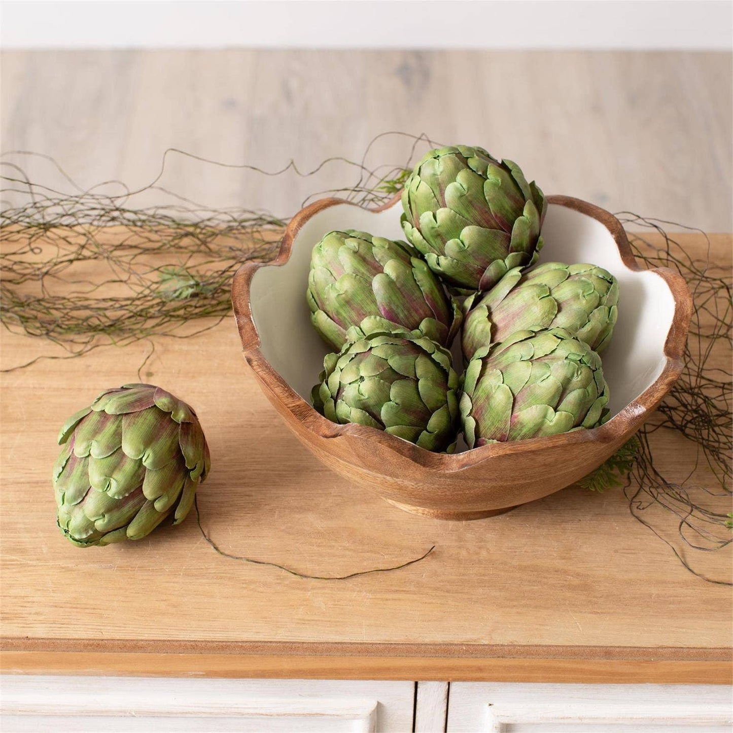 Green & Burgundy Faux Artichoke (Set of 6)