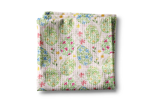 Easter Egg Floral Spring Egg Waffle Kitchen Towel