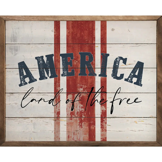America Land Of The Free Stripes Whitewash
