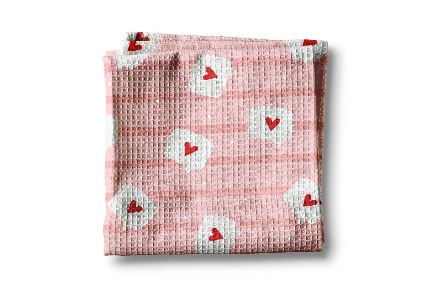 Valentine Hearts & Stripes Waffle Kitchen Towel