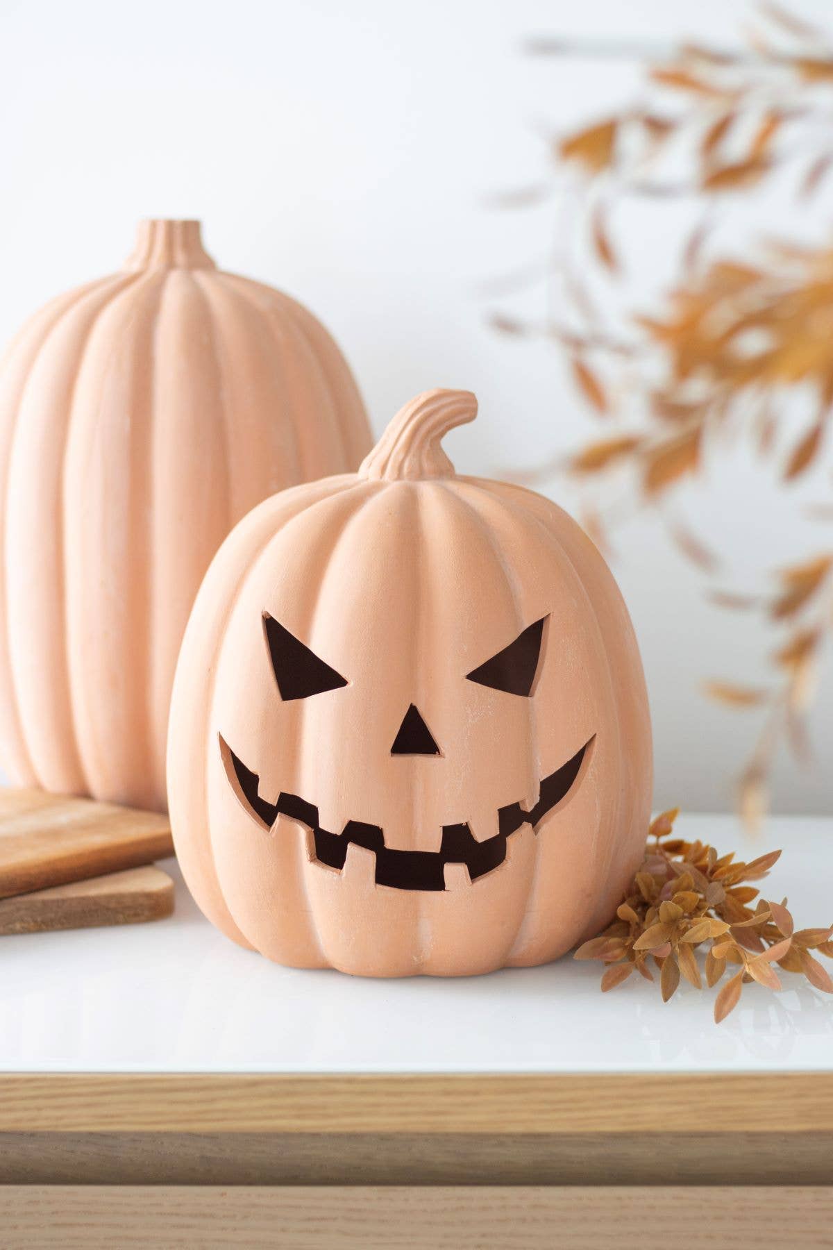 9" Terracotta Halloween Pumpkin Decoration