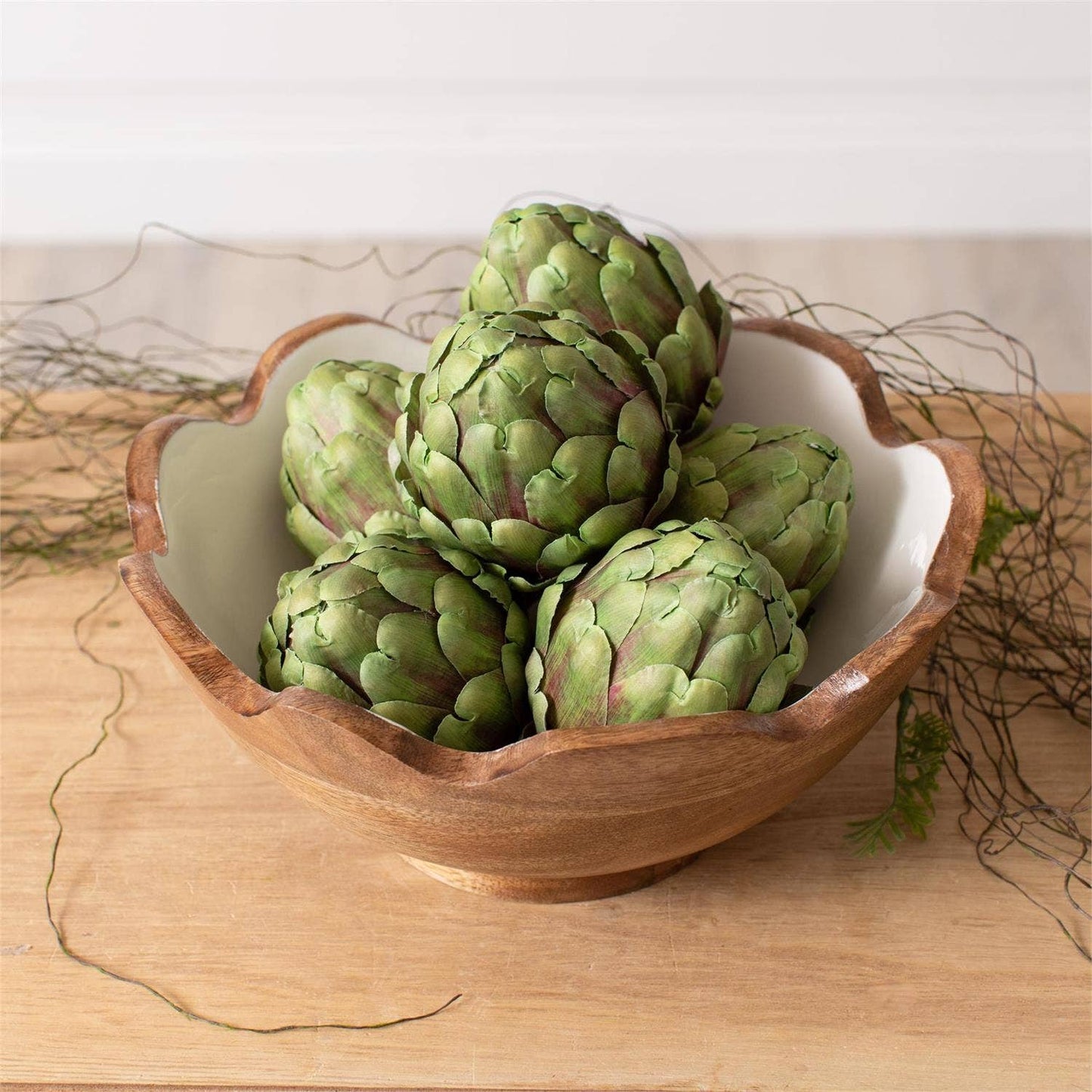 Green & Burgundy Faux Artichoke (Set of 6)