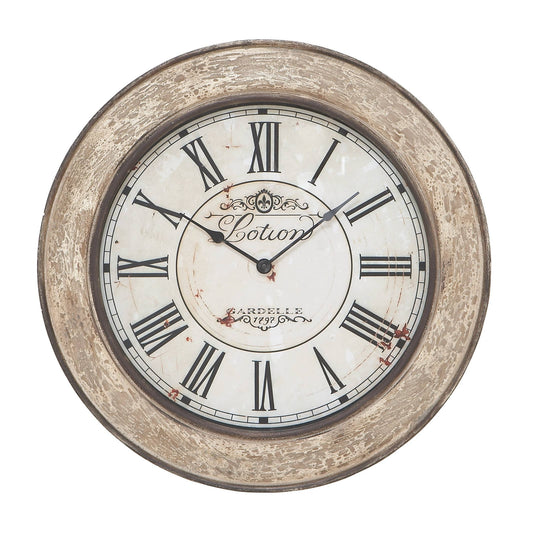 Vintage Cream Wooden Wall Clock - 49th & Magnolia