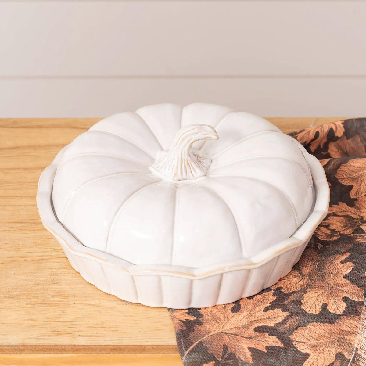 White Pumpkin Covered 9 Inch Dish by Audrey's Home & Gift