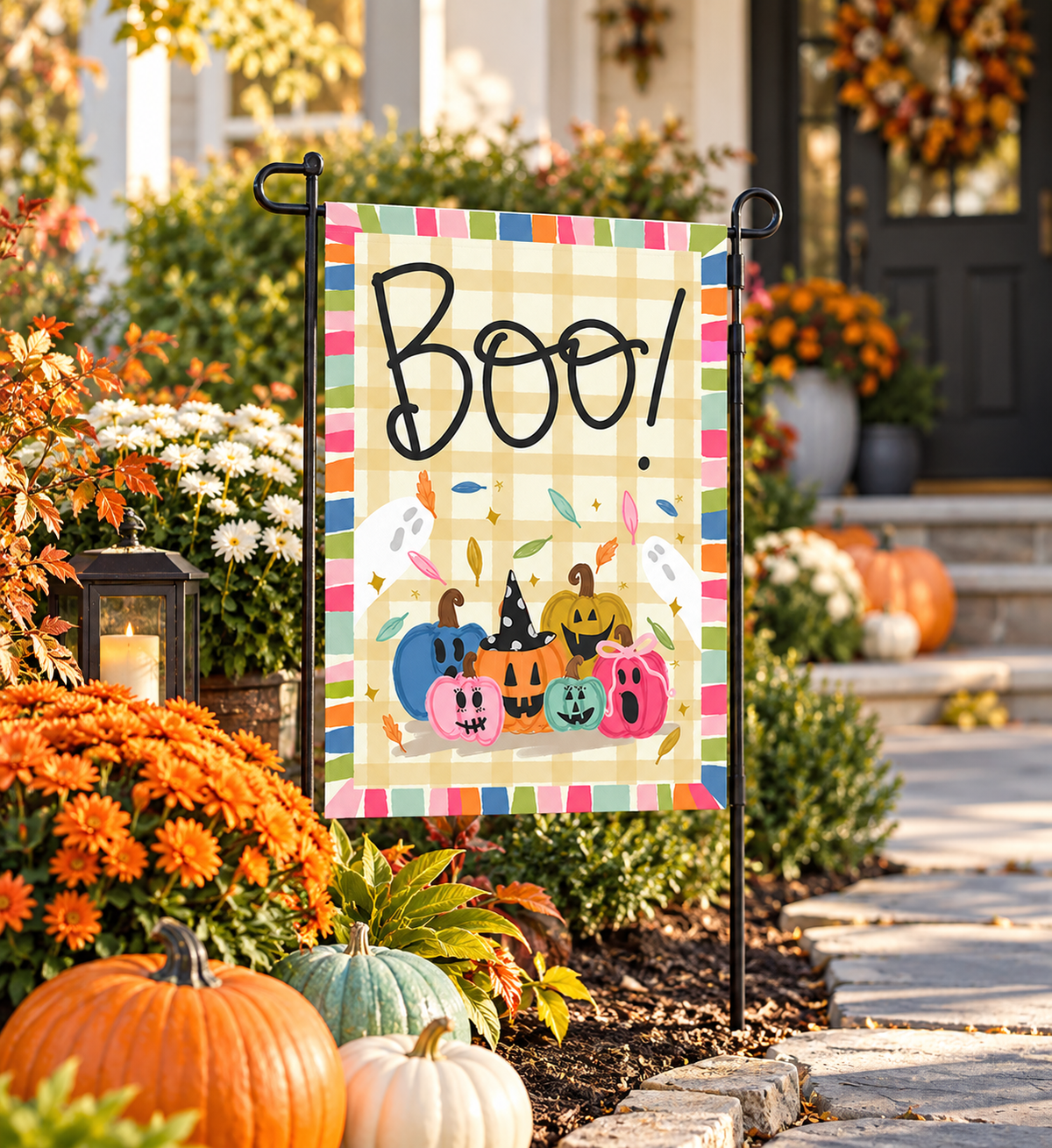 Boo! Jackolantern Square Garden Flag