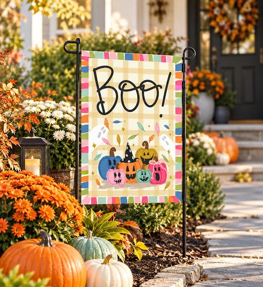 Boo! Jackolantern Square Garden Flag